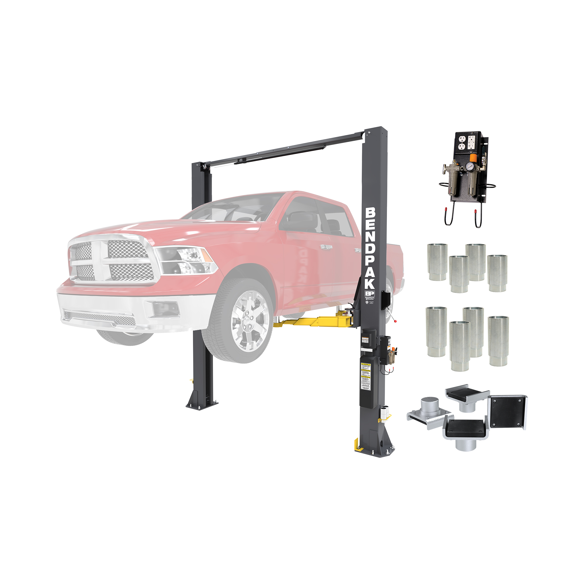 BendPak, 10000lb.Cap, Adjustable Width With Accessories, Capacity 10000 lb, Max. Rise 6.5 ft, Horsepower 3 HP, Model# 10APX_ PRO_Package